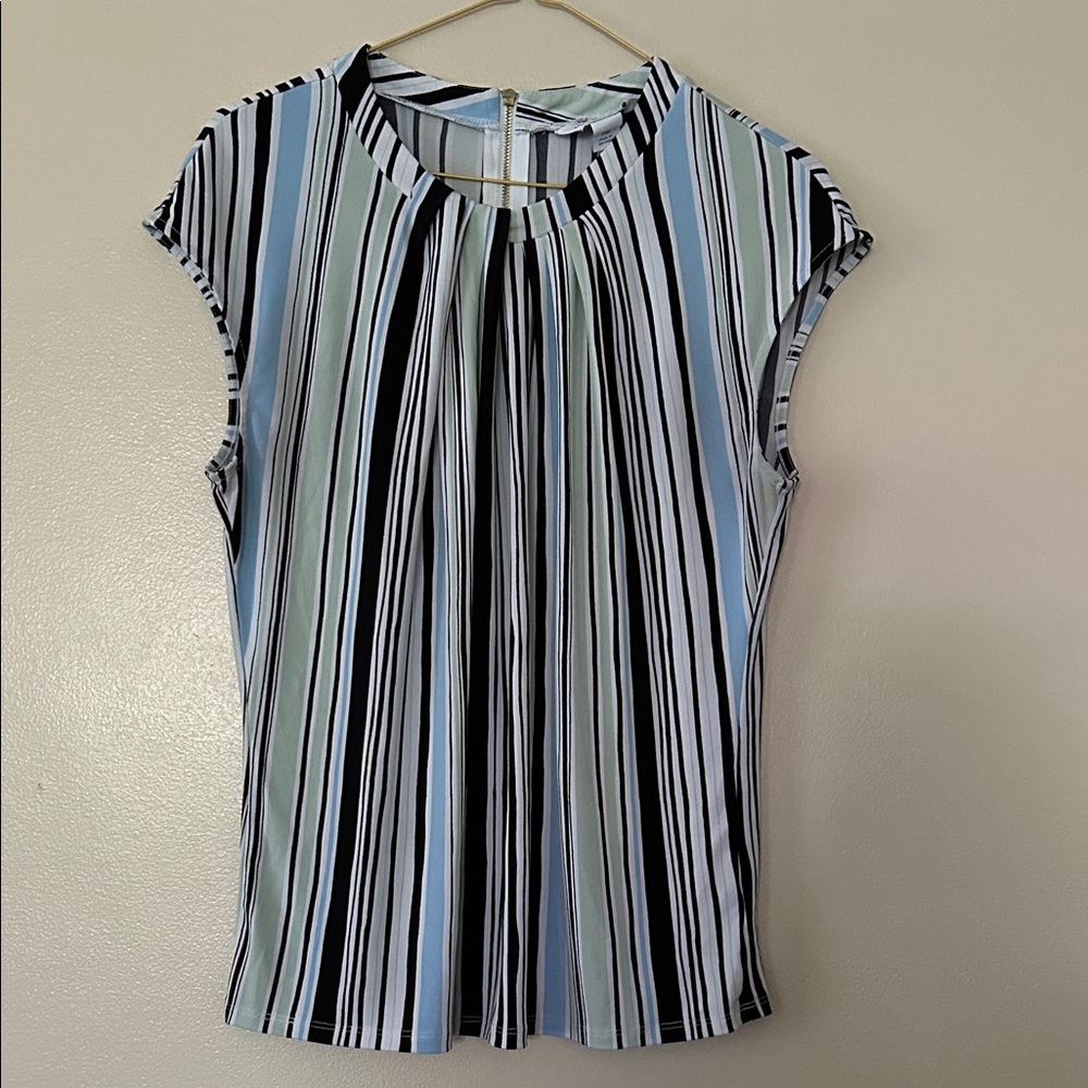 Liz Claiborne Multicolor Striped Blouse in size PM
